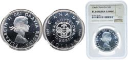World Coins - Canada Commonwealth 1964 1 Dollar - Elizabeth II (Confederation Conferences) Silver (.800) (.800 silver .200 copper) Royal Canadian Mint of Ottawa (1209000) 23.33g NGC PL 66 KM 58