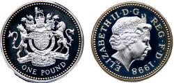 World Coins - Great Britain United Kingdom Elizabeth II 1998 1 Pound Heraldic Emblems series, Royal Arms