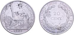 World Coins - French Indochina 1937 20 Centimes Silver (.680) Paris Mint (17500000) 5.36g AU KM 17.2