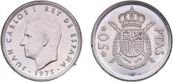 World Coins - Spain Kingdom 1975 *19-79 50 Pesetas - Juan Carlos I Copper-nickel (75% copper, 25% nickel) Royal Mint of Spain (33000000) 12.5g UNC  KM 809 Schön 42