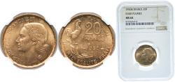World Coins - France Fourth Republic 1950 B 20 Francs (signature "G GUIRAUD") Copper-aluminium (91% Copper, 9% Aluminium) Beaumont-le-Roger Mint 4g NGC MS 64 F 402 KM 917 Gad 865 Schön 222