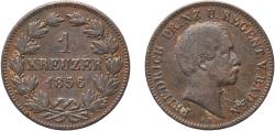 World Coins - Germany Grand Duchy of Baden German states 1856 1 Kreuzer - Friedrich I Copper Staatliche Münze Baden-Württemberg Mint (659940) 3.56g VF  AKS 131 Jaeg 2 AB 74 KM 232