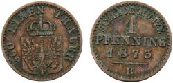 World Coins - Germany States Kingdom of Prussia Wilhelm I 1873 B 1 Pfenninge