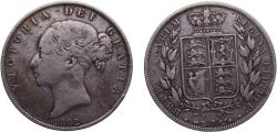 World Coins - Great Britain United Kingdom Victoria 1882 1/2 Crown 1st portrait, "Young Head" 14g