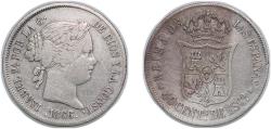 World Coins - Spain Kingdom 1866 40 Centimos de Escudo - Isabel II Silver (.810) 5.13g XF  KM 628