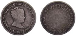 World Coins - Spain Kingdom Isabel II 1848 M CL 2 Reales 1st portrait 2.8g