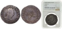 World Coins - France Kingdom 1579 G 1 Franc - Henry III Silver (.833) Poitiers Mint 14.188g NGC VF 25 Dy royales 1130