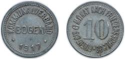 World Coins - Germany Municipal Association of Bogen Second Empire 1917 10 Pfennig - Bogen Zinc Conrad Balmberger Münz-Prägeanstalt Vereinsabzeichenfabrik Mint 1.85g XF Funck 50.2 Men05 3136.2