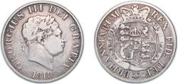 World Coins - Great Britain United Kingdom 1818 Half / ½ Crown - George III (2nd portrait) Silver (.925) (2905000) 13.75g VF KM 672 Sp 3789