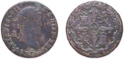 World Coins - Spain Kingdom 1833 4 Maravedis - Fernando VII Copper Segovia Mint 5.07g VF KM 489