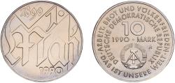 World Coins - Germany German Democratic Republic Democratic republic 1990 A 10 Mark (International Labour Day) Nickel brass Berlin Mint (747000) 12.03g UNC  KM 136 Schön 133 J 1637 AKS 91