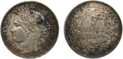 World Coins - France Second Republic 1849A 5 Francs ("Ceres", 2nd republic) Silver (.900) Paris Mint 25g AU F327 KM761.1 Gad719