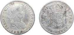 World Coins - Bolivia Spanish colony 1821 PTS PJ 8 Reales - Ferdinand VII Silver (.896) Potosi Mint 26.9g VF KM 84