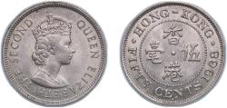 World Coins - China Hong Kong British colony 1968 H 50 Cents - Elizabeth II (1st portrait) Copper-nickel (75% Copper, 25% Nickel) Heaton and Sons / The Mint Birmingham Limited (12000000) 5.9g U