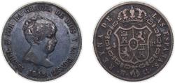 World Coins - Spain Kingdom 1848 M CL 4 Reales - Isabel II (CONST) Silver (.812) Madrid Mint 5.17g VF KM 519.2