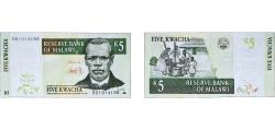 World Coins - Malawi Republic 2005 5 Kwacha Paper UNC P 36
