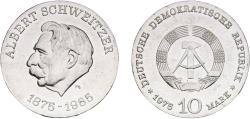 World Coins - Germany German Democratic Republic Democratic republic 1975 10 Mark (Albert Schweitzer) Silver (.625) (101100) 17.12g UNC  KM 56 Schön 57 J 1554 AKS 64