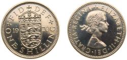 World Coins - Great Britain United Kingdom 1970 1 Shilling - Elizabeth II (English shield; no 'BRITT:OMN') Copper-nickel (75% Cu, 25% Ni) Royal Mint (Tower Hill) (750400) 5.66g PF KM 904 Sp 414