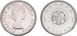 World Coins - Canada Commonwealth 1964 1 Dollar - Elizabeth II (Confederation Conferences) Silver (.800) (.800 silver .200 copper) Ottawa Mint (7296832) 23.42g UNC  KM 58 Schön 57