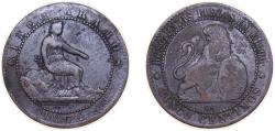 World Coins - Spain Provisional Government 1870 OM 5 Centimos - Provisional Government Bronze (95% copper, 4% tin, 1% zinc) Barcelona Mint (287381000) 5g VF KM 662 Cal 25