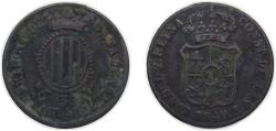 World Coins - Spain Principality of Catalonia Spanish states 1840 3 Cuartos - Isabella II (3 CUAR) Copper Barcelona Mint 6.63g VF KM 126