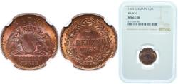 World Coins - Germany Grand-duchy of Baden German states 1865 ½ Kreuzer - Frederick I Copper (349000) 2.16g NGC MS 64 AKS 134 Jaeg 2 AB 80 KM 241
