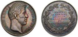 World Coins - France Kingdom 1827 Medal - Charles X, Lille Visite de Charles X Silver 9.6g AU