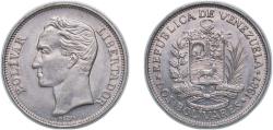 World Coins - Venezuela Fourth Republic 1967 2 Bolívares Nickel (50000000) 8.51g UNC Y 43 NCV mv2bs-ca