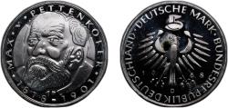 World Coins - Germany Federal Republic 1968 D 5 Deutsche Mark (Max Pettenkofer) Silver (.625) (100000) 11.25g PF  KM 123 J 398 Schön 121