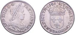 World Coins - France Kingdom 1645 A ¼ Ecu with short wick - Louis XIV Silver (.917) Paris Mint 6.71g XF  Dy royales 1463 Ciani Royales 1835 KM 161 Clairand 33113