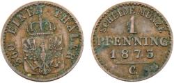 World Coins - Germany State Kingdom of Prussia Wilhelm I 1873 C 1 Pfenning