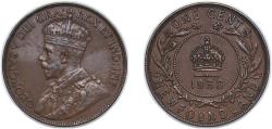 World Coins - Canada Newfoundland 1936 1 Cent - George V Bronze (1913-1920: .950 copper, .040 tin, .010 zinc / 1929-1936: .955 copper, .030 tin, .015 zinc) (300000) 5.63g XF KM 16