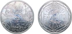 World Coins - France Fifth Republic 2012 10 Euros (Basse-Normandie) Silver (.500) (70000) 10.01g UNC KM 1865 Gad Euro C581