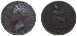 World Coins - Great Britain 1830 1 Farthing - George IV (2nd issue) Copper Royal Mint (Tower Hill) (2365400) 4.5g VF KM697 Sp3825