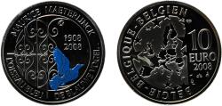 World Coins - Belgium 2008 10 Euros - Albert II ("L'oiseau bleu") Silver (.925) Royal Mint of Belgium (19889) 18.75g PF  KM 266 LA BEM-11.12 Schön 250