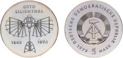 World Coins - Germany German Democratic Republic Democratic republic 1973 5 Mark (Otto Lilienthal) Copper-nickel Berlin Mint (100300) 12.37g UNC KM 43