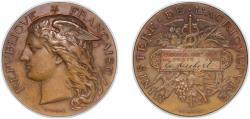 World Coins - France Third Republic 1901 Medal - Ministère de l’agriculture Bronze 52g AU