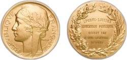 World Coins - France Republic ND Medal - Sports loisirs éducation physique, offert par le sous secrétaire d'état Bronze gilded 60.57g UNC