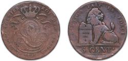 World Coins - Belgium 1851 5 Centimes - Léopold I Copper 9.6g F KM 5.1 KM 5.2 KM 5.3 KM 5.1a LA BFM-14