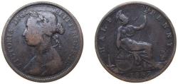 World Coins - Great Britain 1887 ½ Penny - Victoria (2nd portrait; 2nd type) Bronze Royal Mint (Tower Hill) (10701305) 5.67g VF KM754 Sp3956 Sp3957