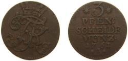 World Coins - Germany Kingdom of Prussia Holy Roman Empire 1761 A 3 Pfennig - Frederick II Copper 7.63g XF KM 290 Olding FR 347 Schön DM 103 Schr 1747