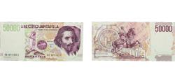 World Coins - Italy Republic 1992 50 000 Lire (Bernini - 2nd type) Paper AU  P 116