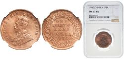 World Coins - India British Raj 1936 ¼ Anna - George V Bronze Calcutta Mint (227501000) 4.85g NGC MS 63  KM 512