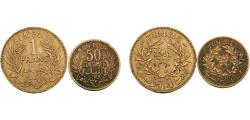World Coins - Tunisia French Protectorate Ahmad II AH1360 (1941) 50 Centimes &amp; 1 Franc 2 Lots, Chambers of Commerce Coinage