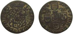 World Coins - Low countries feudal  Prince-bishopric of Liege Holy Roman Empire 1745 Liard - John Theodore of Bavaria (1st period, date reverse) Copper Liège mint 3.1g VF KM146 Dgs1162