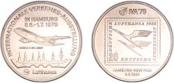 World Coins - Germany 1979 Medal - Lufthansa 1955 Hamburg-New York Copper-nickel 20.86g BU