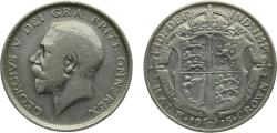 World Coins - Great Britain United Kingdom 1915 ½ Crown - George V (1st type) Silver (.925) 14.14g VF KM818.1 Sp4011
