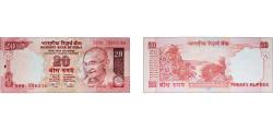 World Coins - India Republic 2009 20 Rupees (Dated Reverse, no Rupee Symbol) Paper UNC P 96