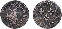 World Coins - France Kingdom 1632 E Double Tournois - Louis XIII (1st type) Copper Tours Mint 3.65g VF CGKL 440 Dy royales 1366