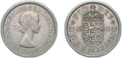 World Coins - Great Britain United Kingdom 1953 1 Shilling - Elizabeth II (English shield; with 'BRITT:OMN') Copper-nickel (41943800) 5.67g XF KM 890 Sp 4139